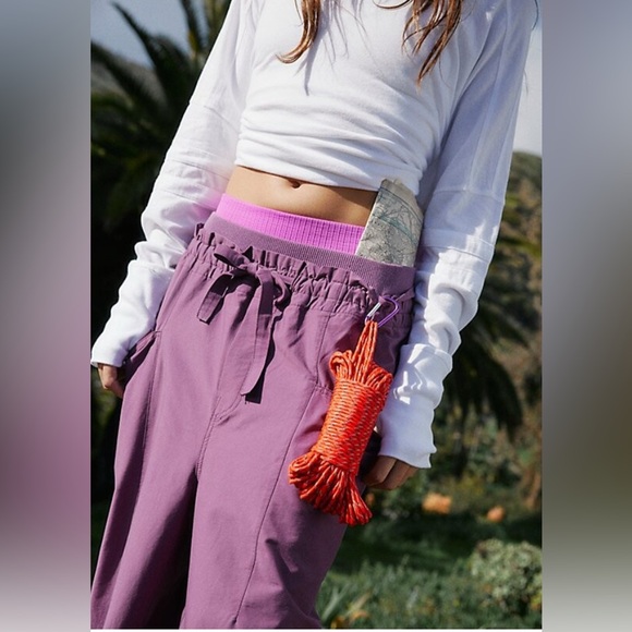 NWOT Free People Fresh Start Pants in Black Tea Mulberry, size XL - Picture 3 of 11